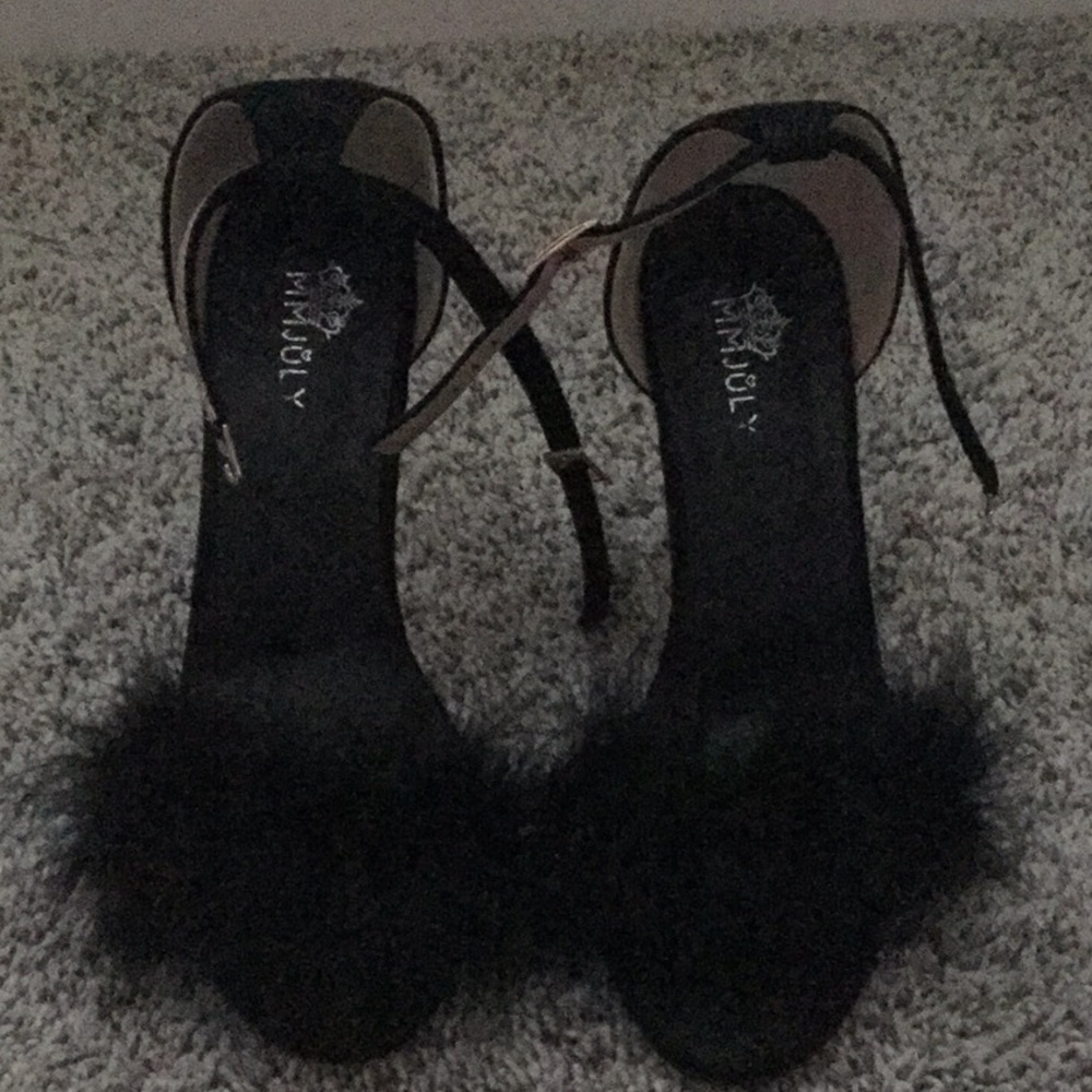 Black Feathered Heels